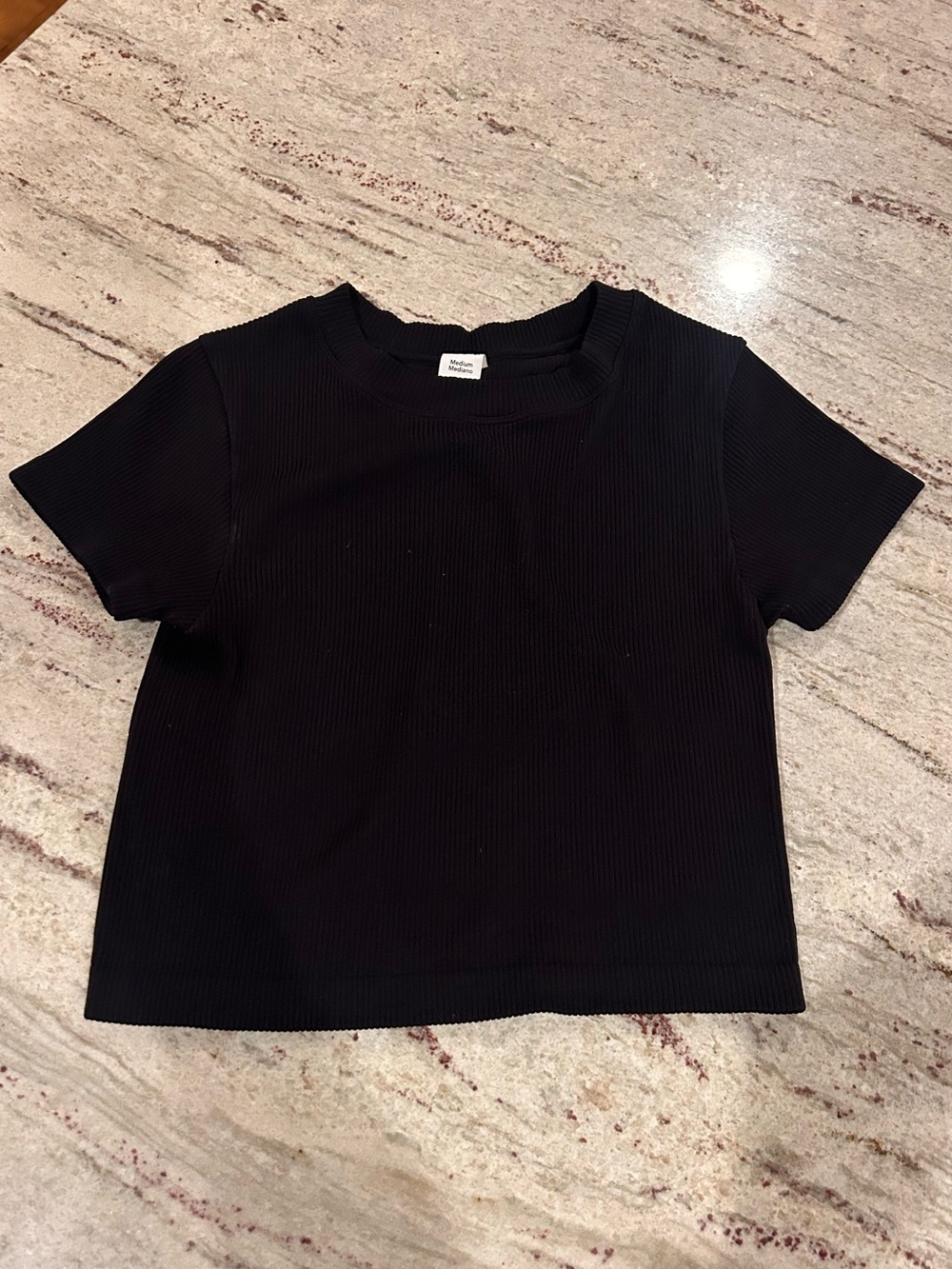 JoyLab Black Ribbed Short Sleeve Tee